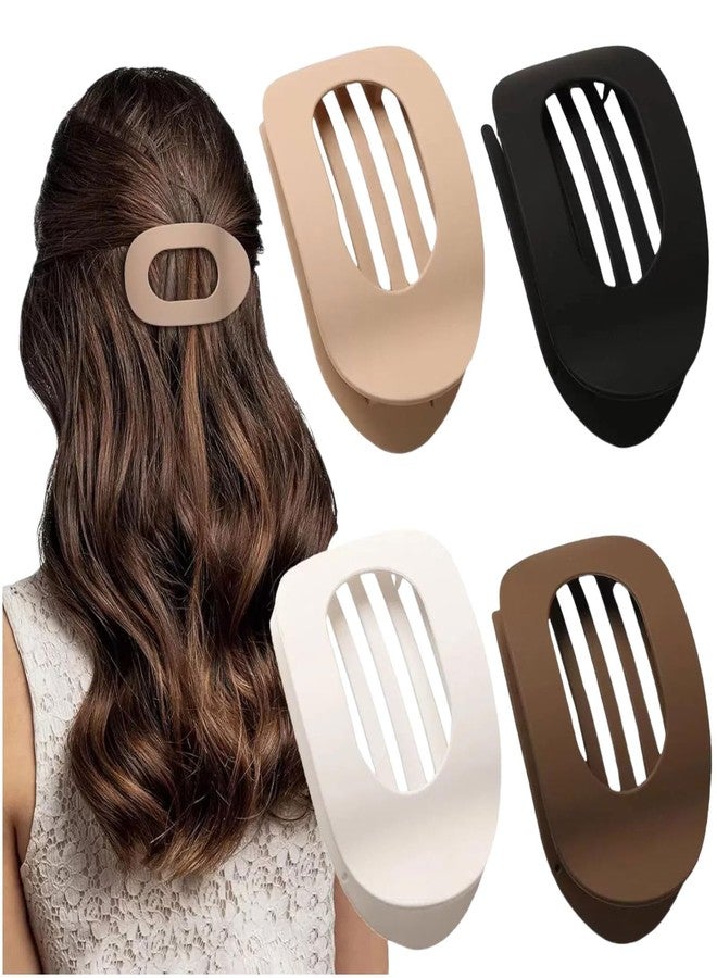BOKKY 4PCS Flat Claw Hair Clips for Women – No-Slip Duckbill Hair Clips, Matte Round Hair Clamps for Thick & Thin Hair, Elegant Solid Color Hair Accessories for Everyday & Formal Styles (F) - Image 1